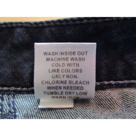 ELLE Dark Distressed Skinny Jeans Raw Hem Straight - Picture 13 of 15